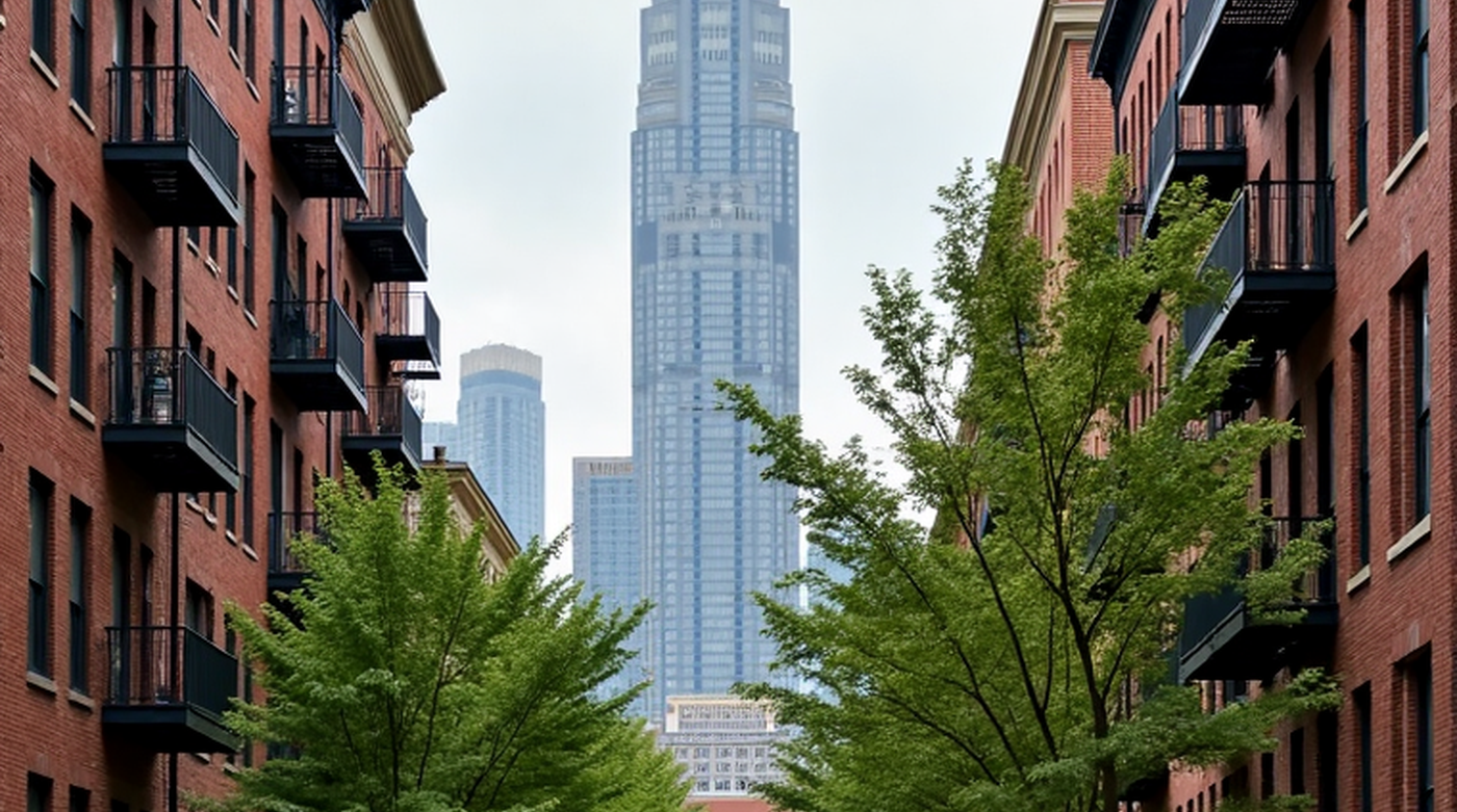 Brick and mid-rise residential street in Chicago, everyday housing context for cost-of-living planning.