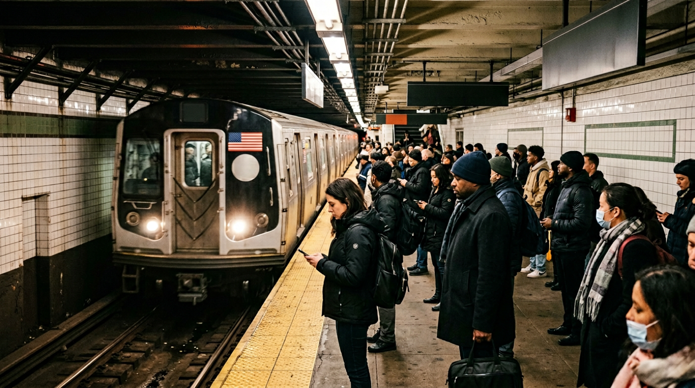 New York subway platform scene illustrating public transit as a major commuting cost factor.